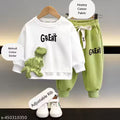 Boys & Girls Cotton Hosiery Dinosaur Printed Co-Ord Set | Full Sleeve Sweatshirt & Jogger Pants