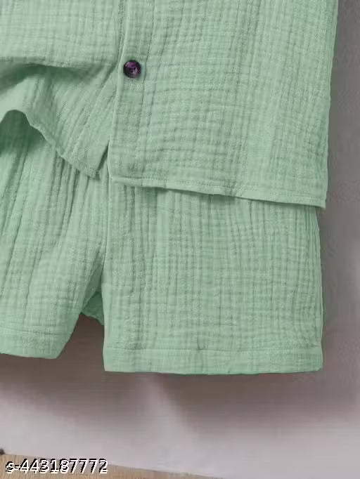 Fancy Boys Top & Bottom Set | Cotton Spandex Striped T-Shirt & Shorts Combo