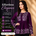 Wine Rayon Embroidered Kurti for Women – Elegant Ethnic Wear