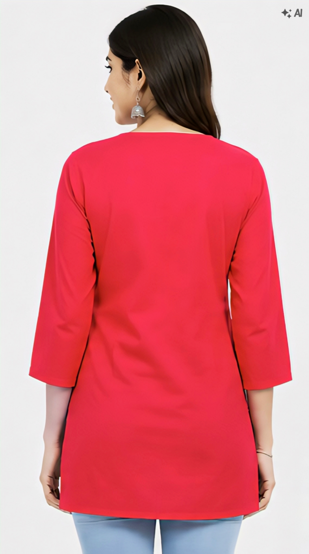 Women’s Red Embroidered Straight Kurti with Floral Ethnic DesignWomen’s Red Embroidered Straight Kurti with Floral Ethnic Design
