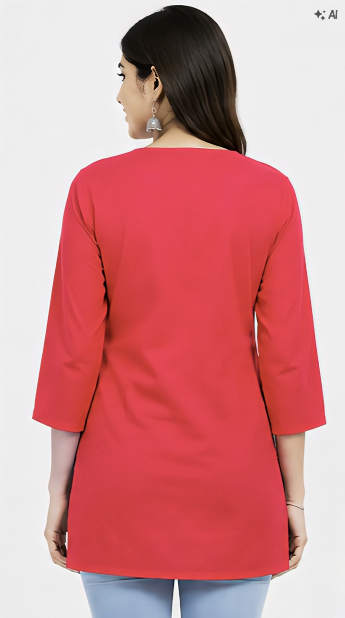 Women’s Red Embroidered Straight Kurti with Floral Ethnic DesignWomen’s Red Embroidered Straight Kurti with Floral Ethnic Design