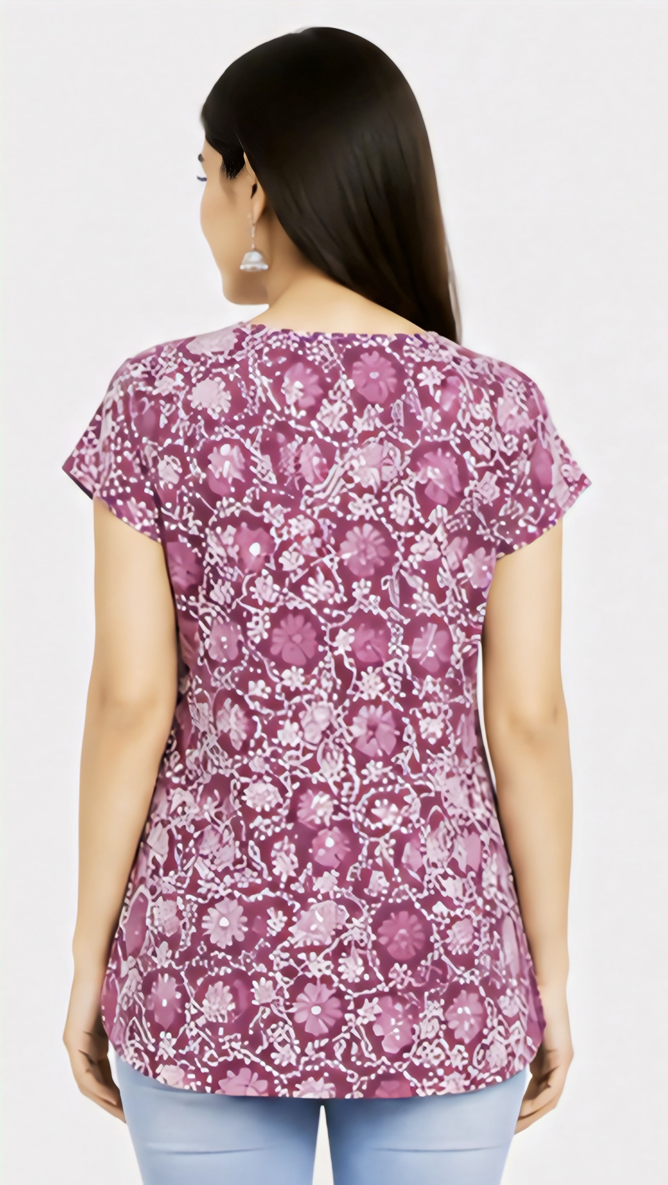 Women’s Purple Floral Printed Cotton Tunic Top | Stylish Free Size Kurti