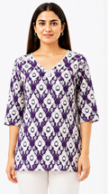Women's Purple Floral Printed Cotton Short Kurti | Free Size Casual Daily Wear Tunic Top