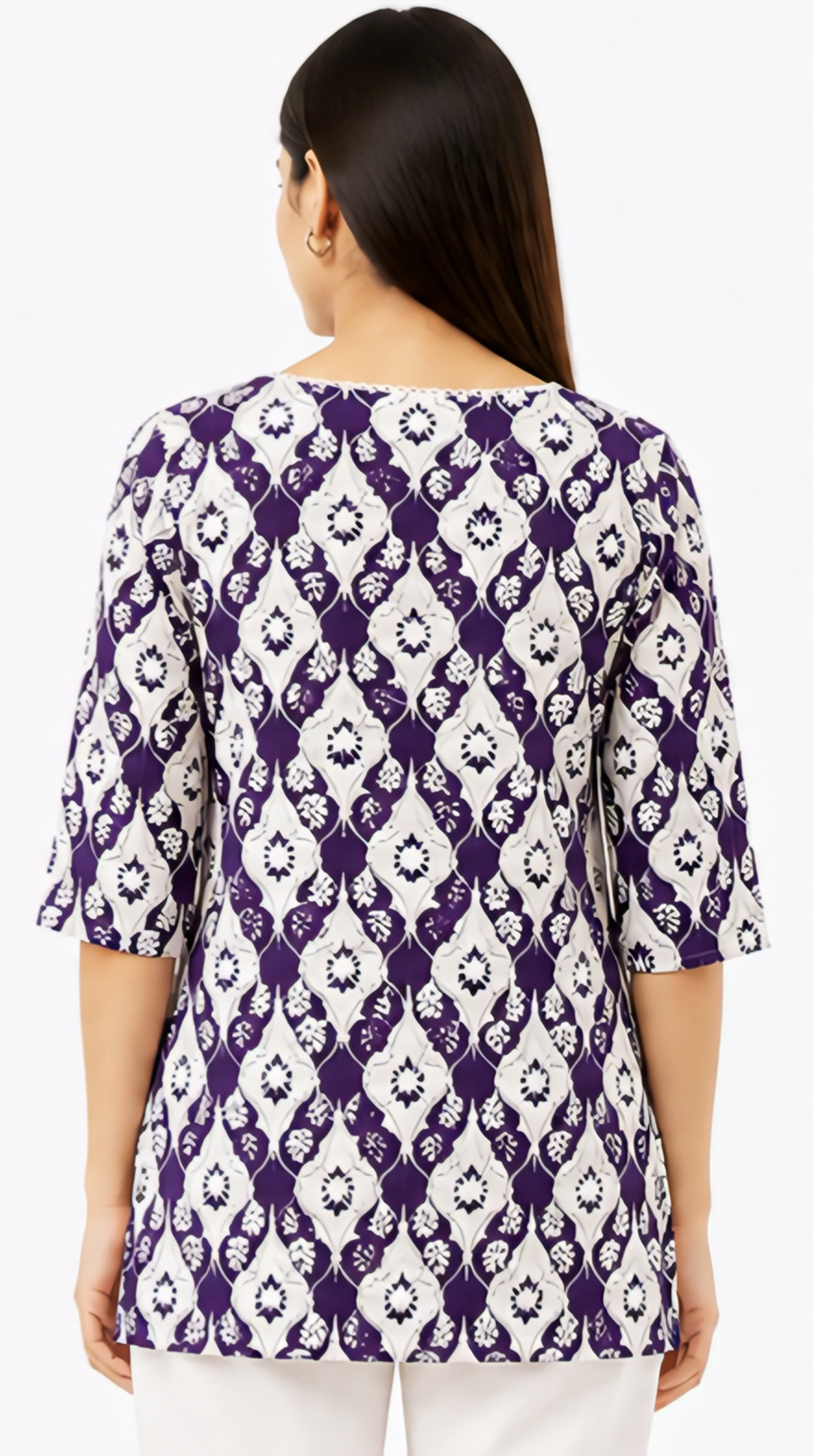 Women's Purple Floral Printed Cotton Short Kurti | Free Size Casual Daily Wear Tunic Top