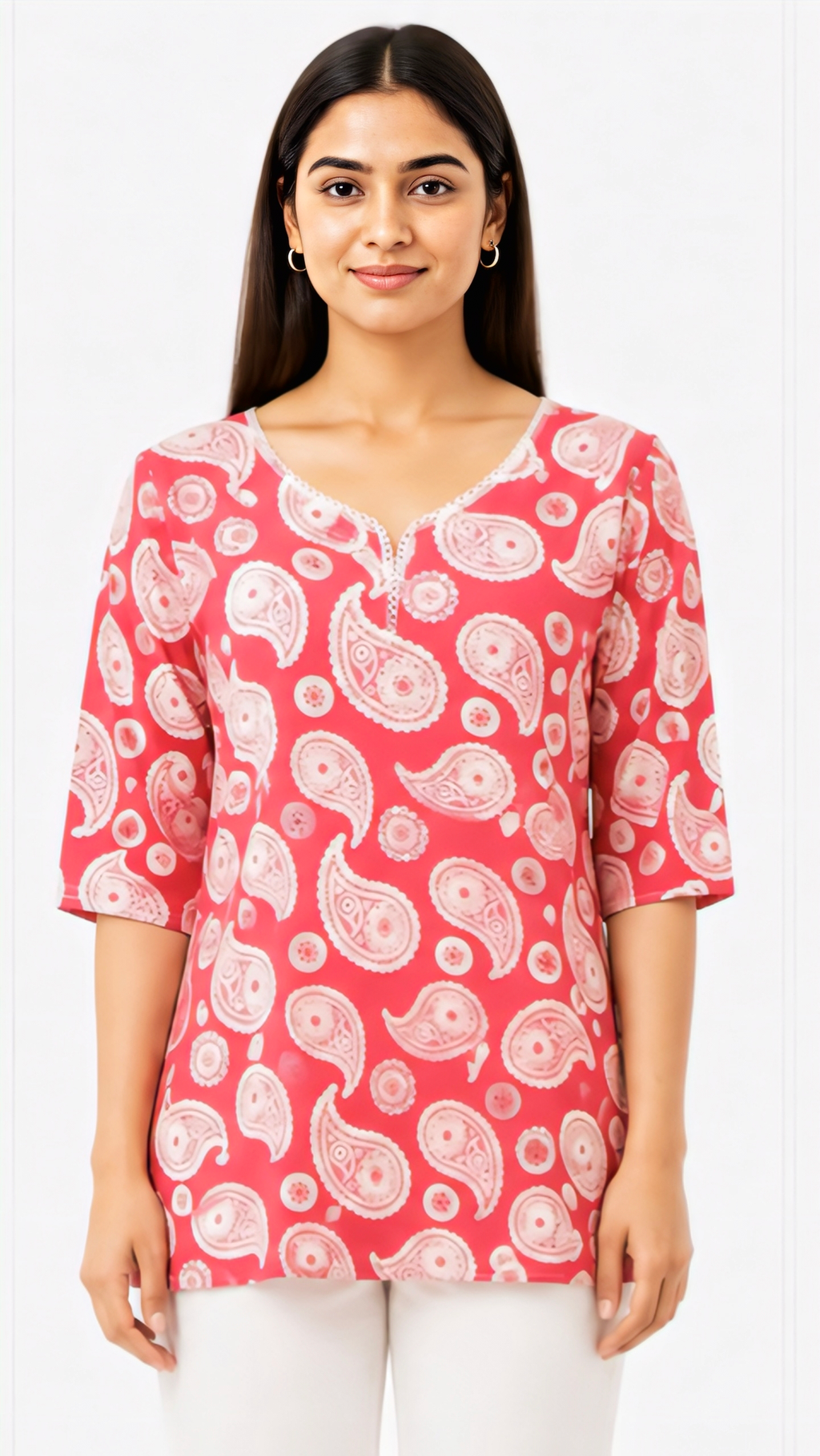🌸 Women’s Pink Paisley Printed Tunic Top