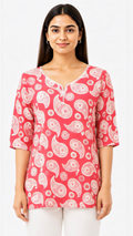 🌸 Women’s Pink Paisley Printed Tunic Top