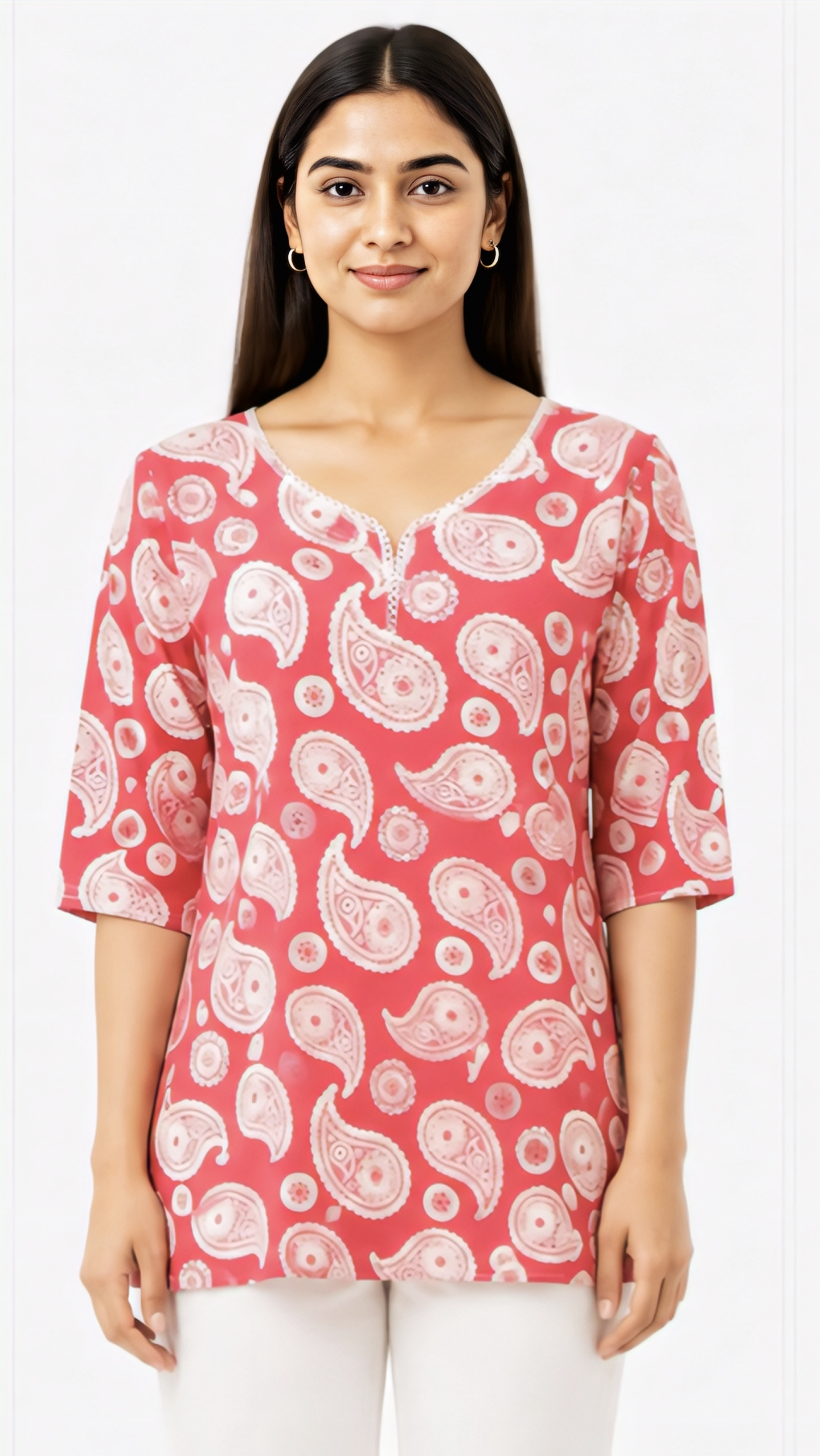 🌸 Women’s Pink Paisley Printed Tunic Top