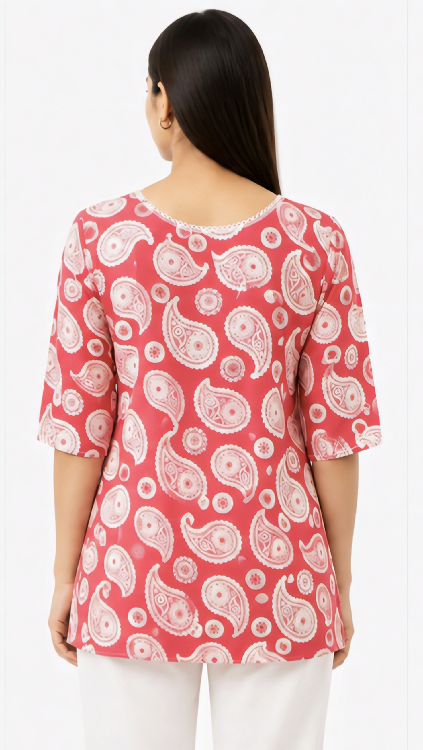 🌸 Women’s Pink Paisley Printed Tunic Top
