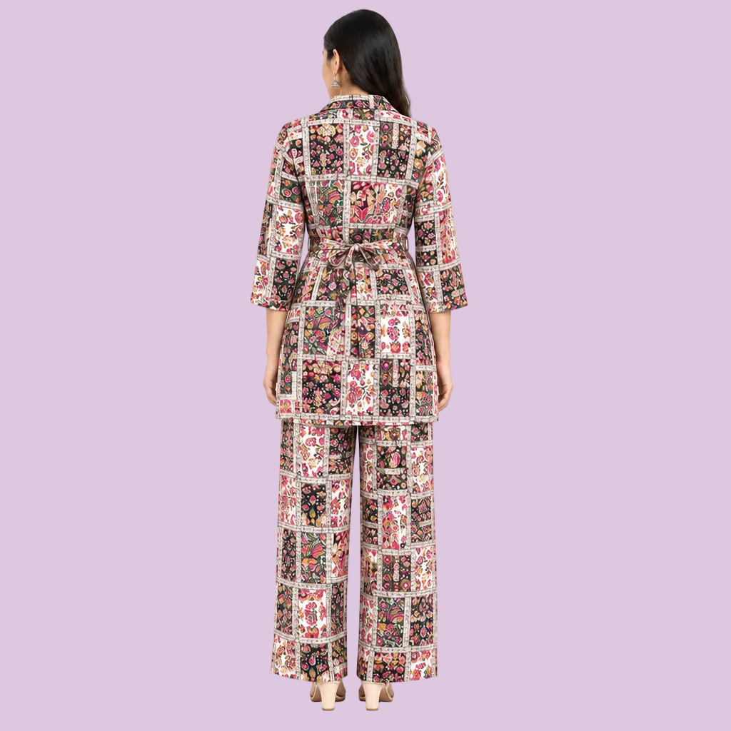 Women’s Multicolor Printed Kurta Pant Set – Stylish Co-Ord Set