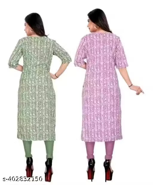 TATHASTU DESIGN Printed Crepe Combo Kurti Set for Women – Pack of 2