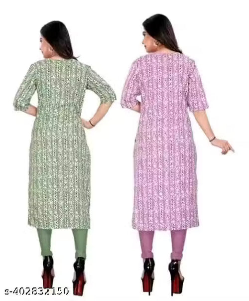 TATHASTU DESIGN Printed Crepe Combo Kurti Set for Women – Pack of 2