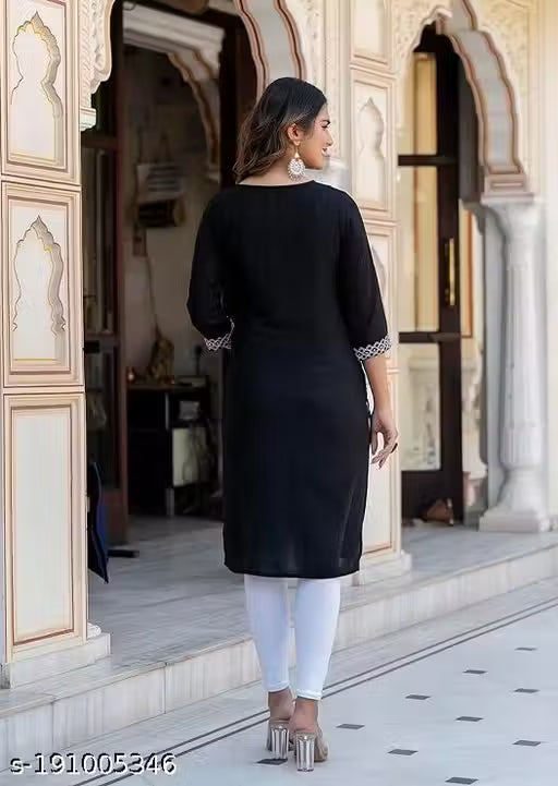 Rayon Embroidered Long Kurti for Women – Elegant A-Line Ethnic Wear