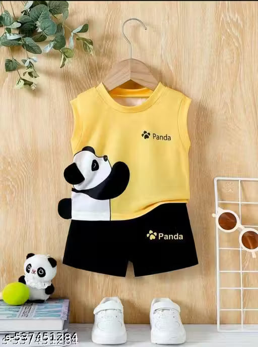 YellowPanda T-Shirt & Shorts Set | Soft Cotton Printed Outfit for Kids