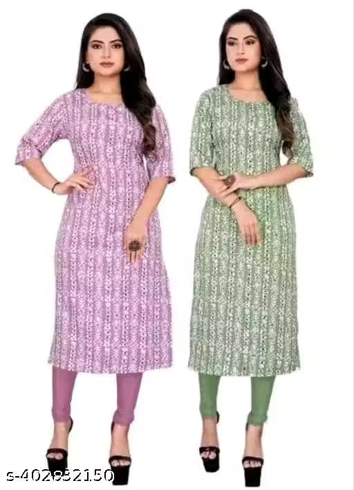 TATHASTU DESIGN Printed Crepe Combo Kurti Set for Women – Pack of 2