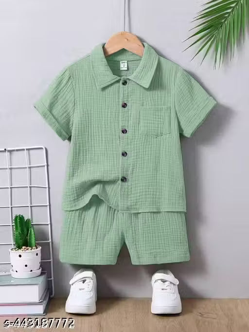 Fancy Boys Top & Bottom Set | Cotton Spandex Striped T-Shirt & Shorts Combo