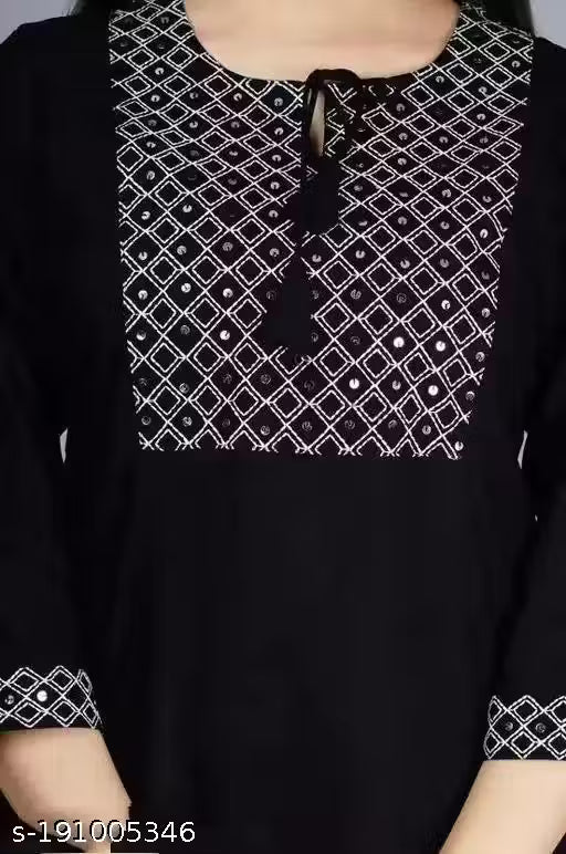 Rayon Embroidered Long Kurti for Women – Elegant A-Line Ethnic Wear