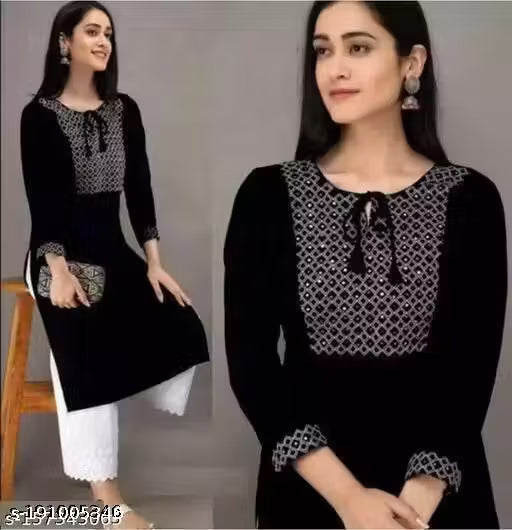 Rayon Embroidered Long Kurti for Women – Elegant A-Line Ethnic Wear