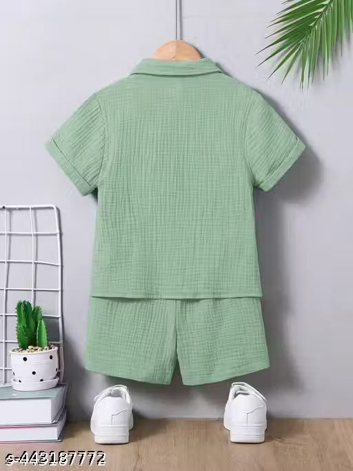 Fancy Boys Top & Bottom Set | Cotton Spandex Striped T-Shirt & Shorts Combo