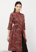 Women's Printed Crepe Kurti Dress | Stylish 3/4 Sleeve Casual Frock for Girls & Women