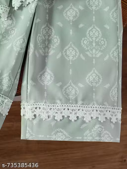 Baby Girls Mint Green Floral Outfit Set – 2 Pcs |